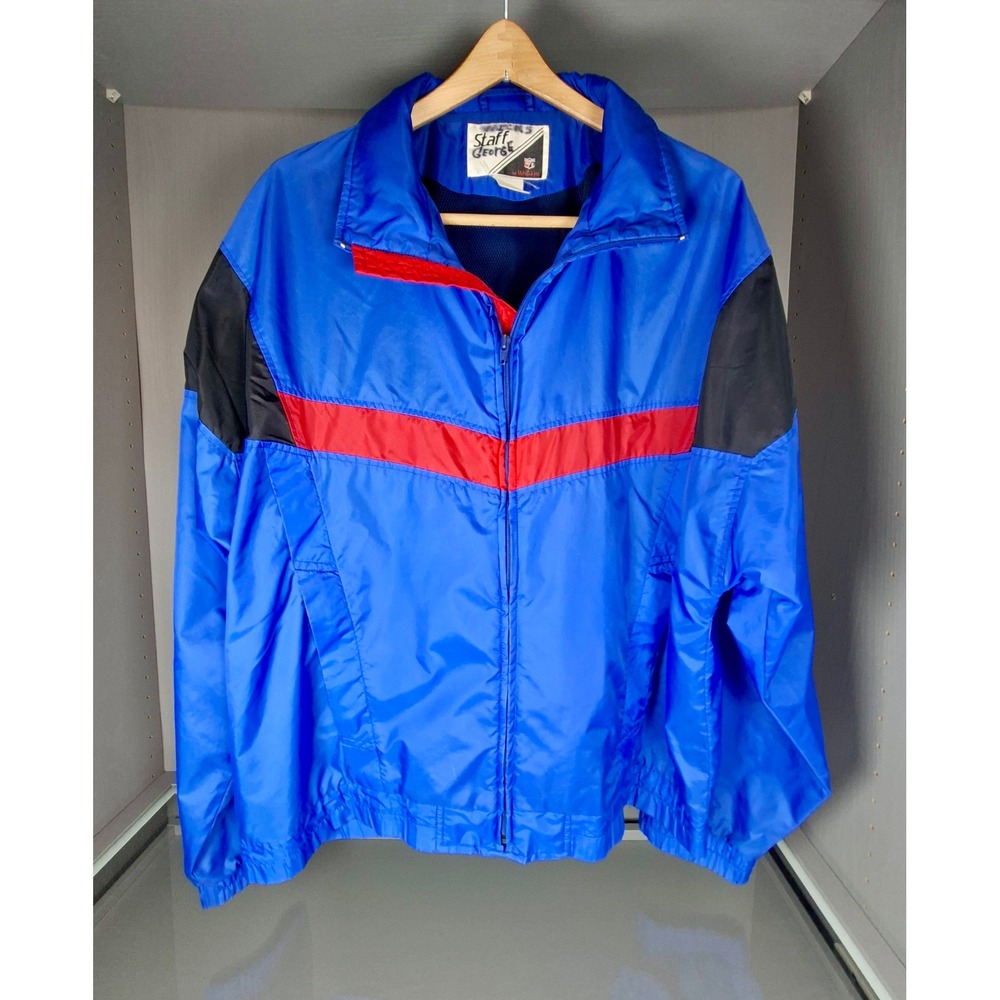 Vintage Wilson Staff Windbreaker Jacket Blue Red Colorblock Mens XL Nylon 90s
